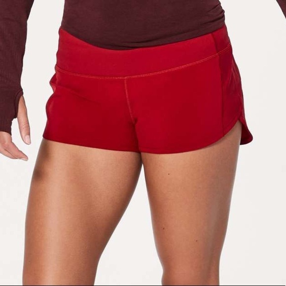 NWT Lululemon Speed Shorts Dark Red Medium Rise - Picture 10 of 10